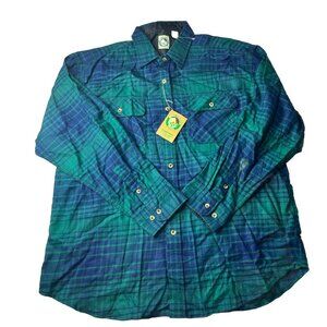 Vtg Appalachian Trail Men’s Blue Plaid Button‎ Up Shirt Size XL With Tags